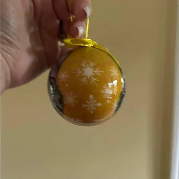 Gray Cat Yellow Ornament with Ribbon - Picture 2 of 6